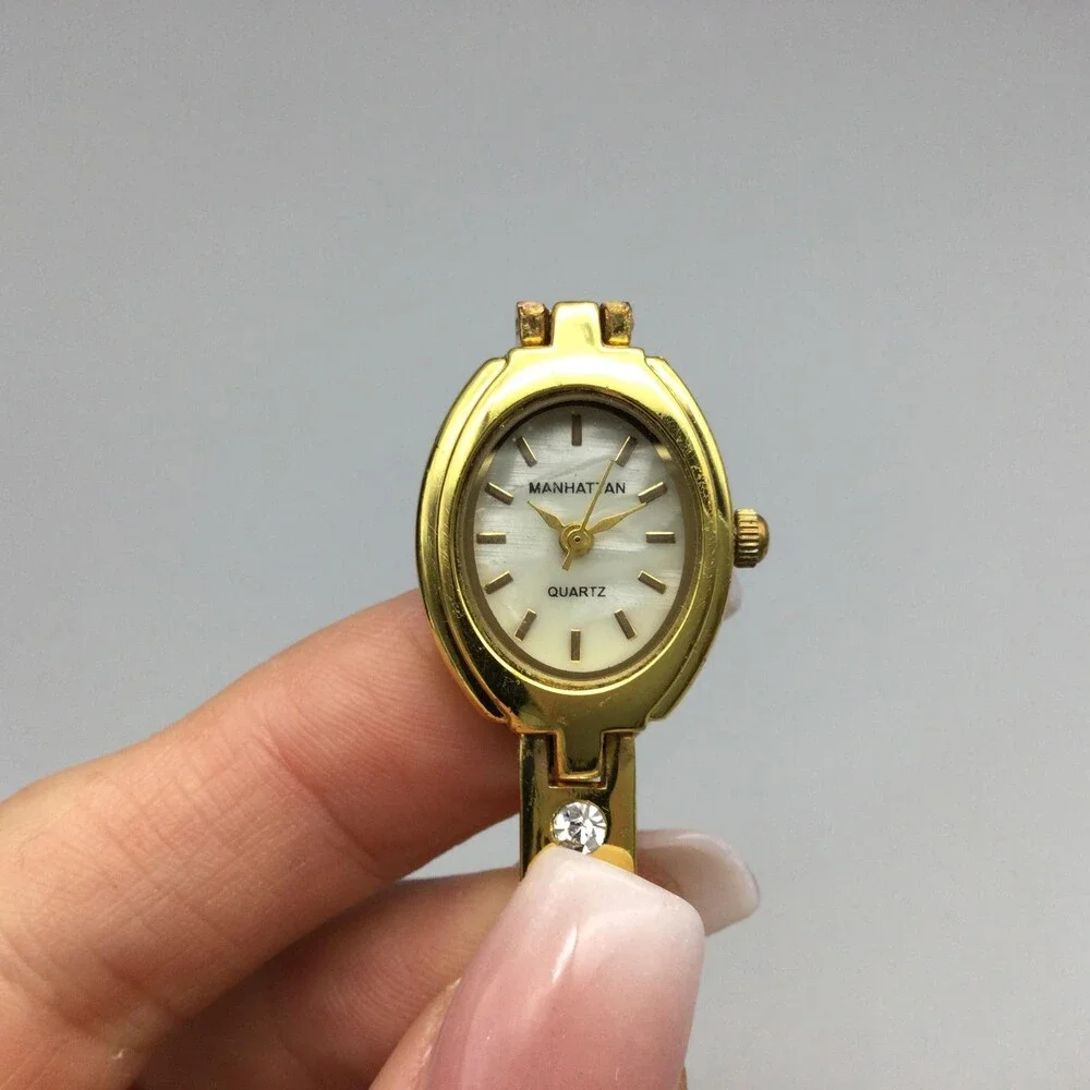 Manhattan Womens Watch 19mm MOP Dial Gold Tone Crystal Bracelet New Battery 7